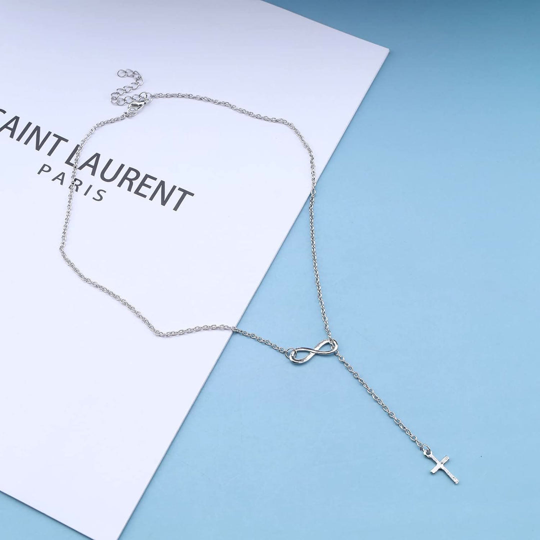 Eternal Infinity Symbol & Cross Silver Necklace - image 3