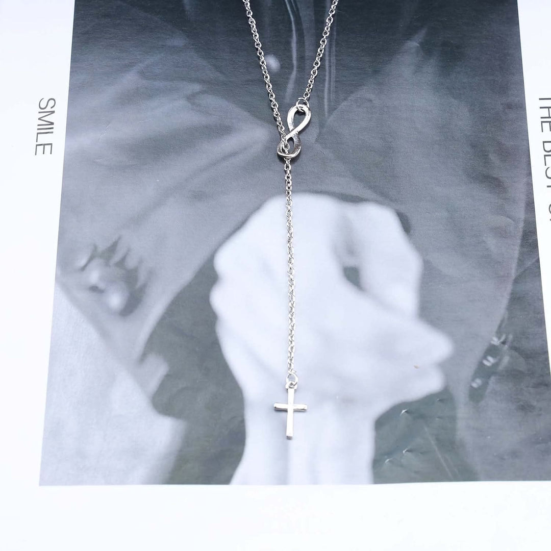 Eternal Infinity Symbol & Cross Silver Necklace - image 4
