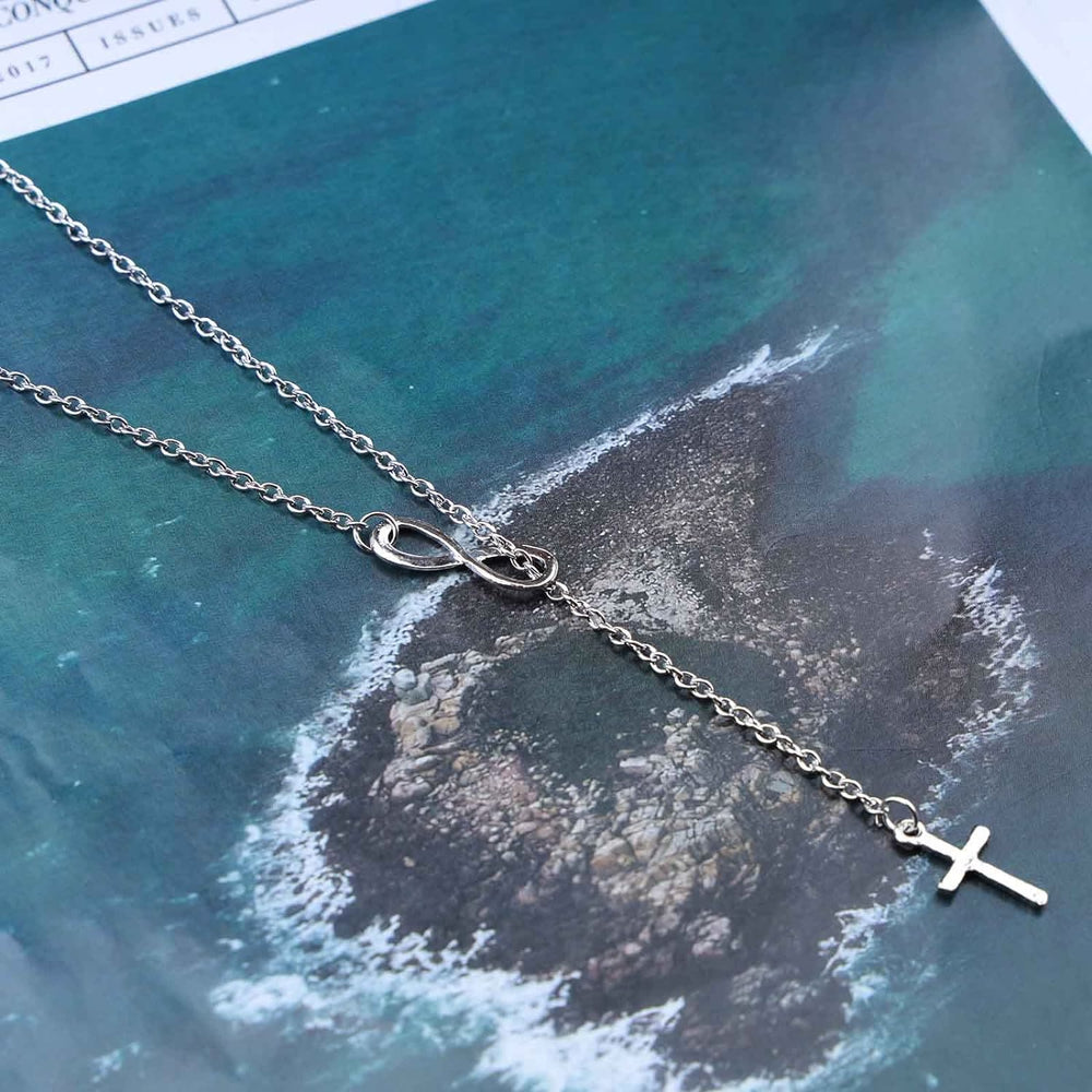 Eternal Infinity Symbol & Cross Silver Necklace - image 2