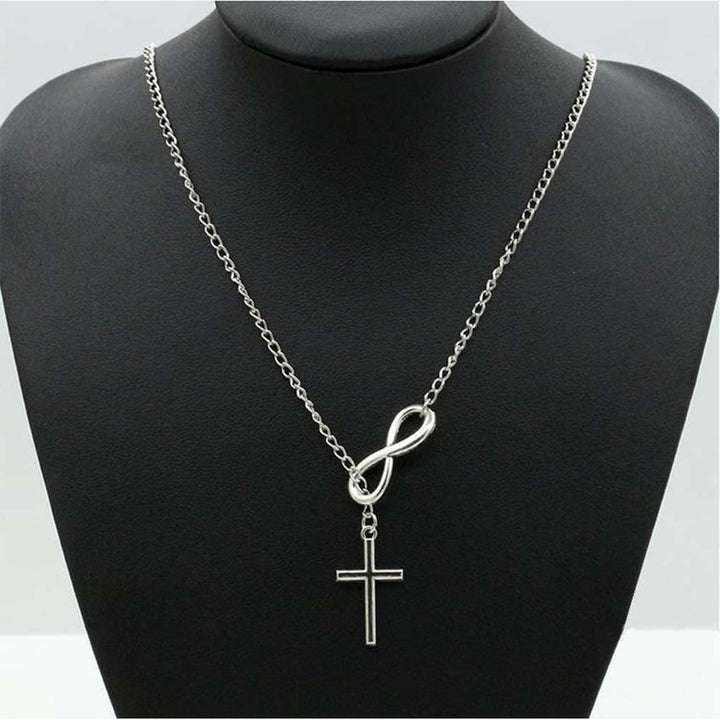 Eternal Infinity Symbol & Cross Silver Necklace - image 5