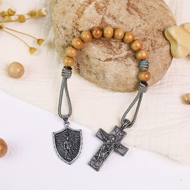 Holy Spirit Jesus Cross & St. Michael the Archangel Medal Pocket Rosary - image 5