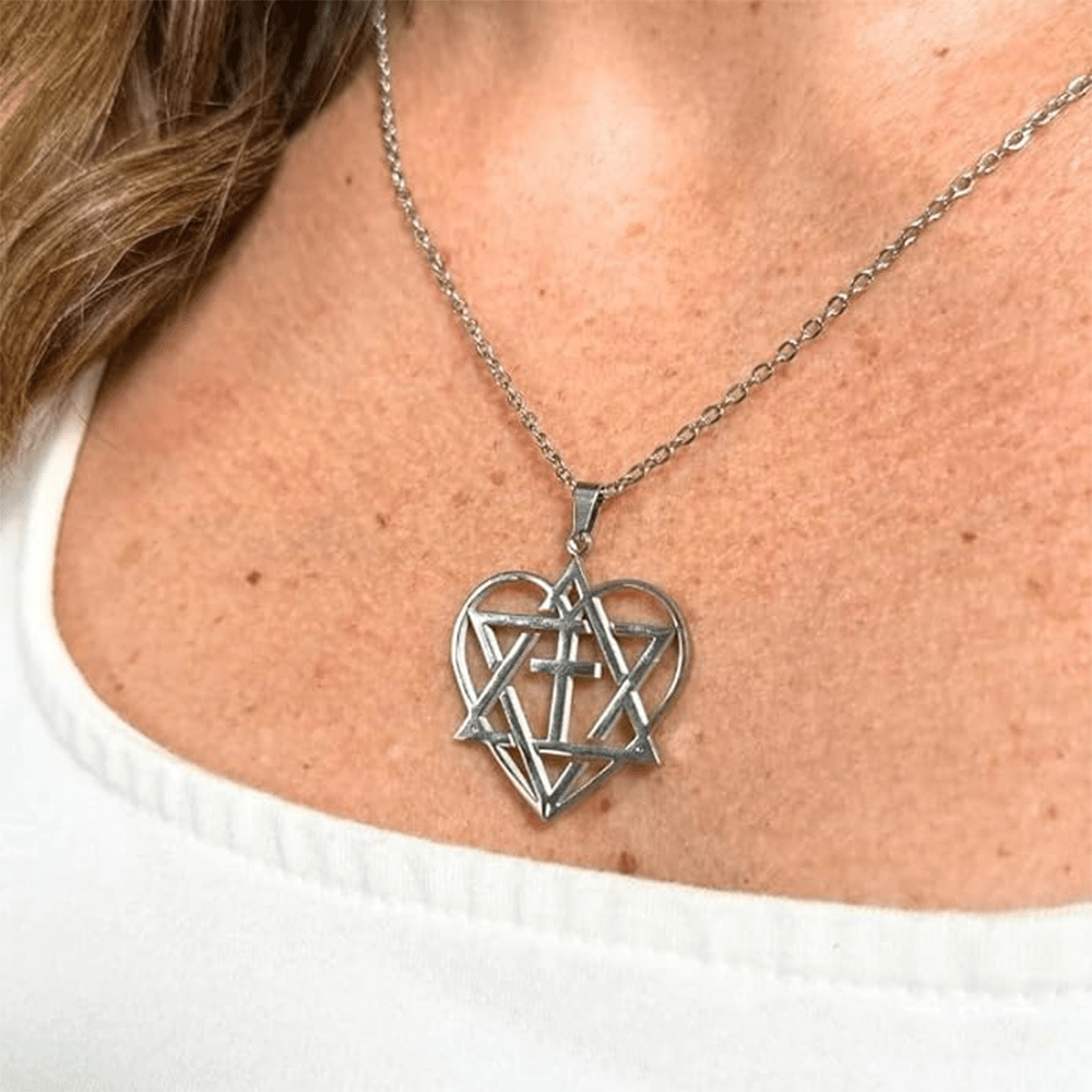Messianic, Christain, Yeshua (Jesus) In My Heart Adjustable Silvertone Cable Chain Necklace - Silver - image 1