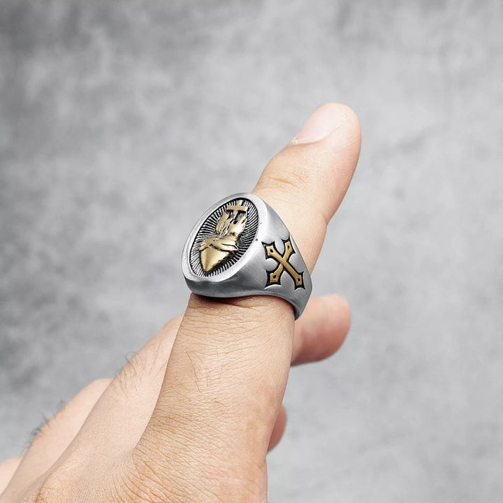Christianartworkshop Sacred Heart Of Jesus Cross Ring - image 3