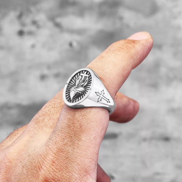 Christianartworkshop Sacred Heart Of Jesus Cross Ring - image 5