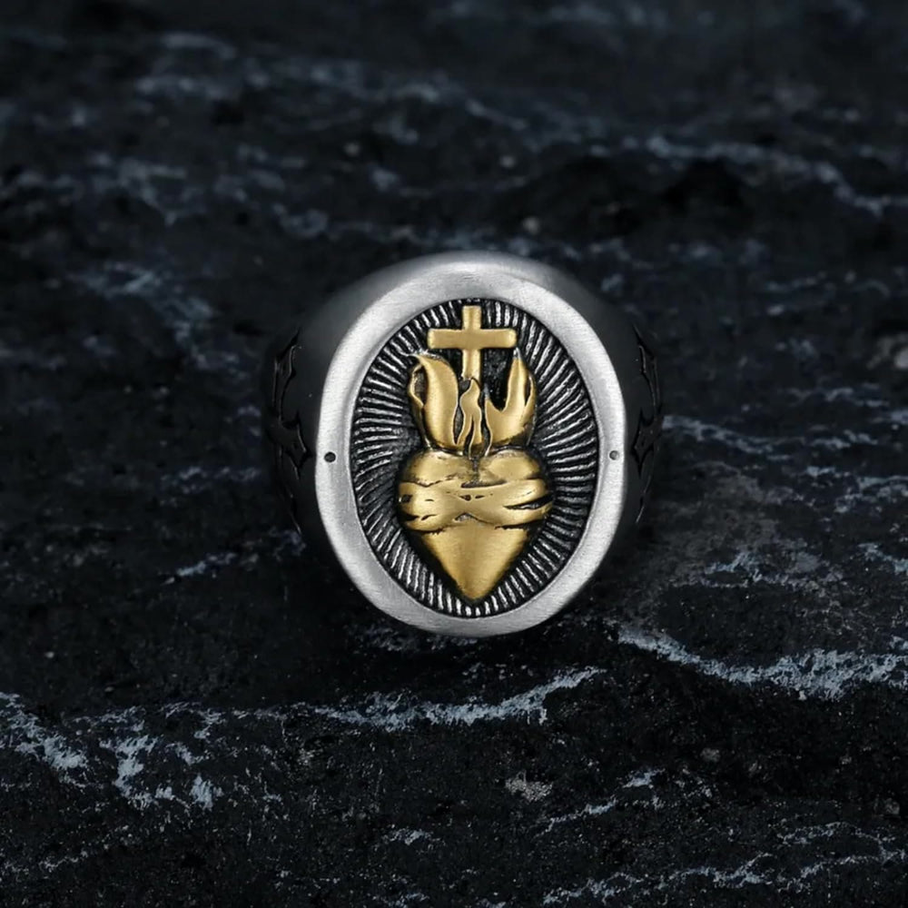 Christianartworkshop Sacred Heart Of Jesus Cross Ring - image 1