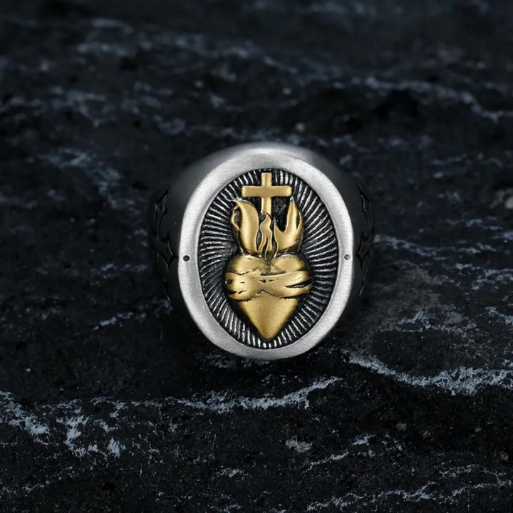 Christianartworkshop Sacred Heart Of Jesus Cross Ring - image 1