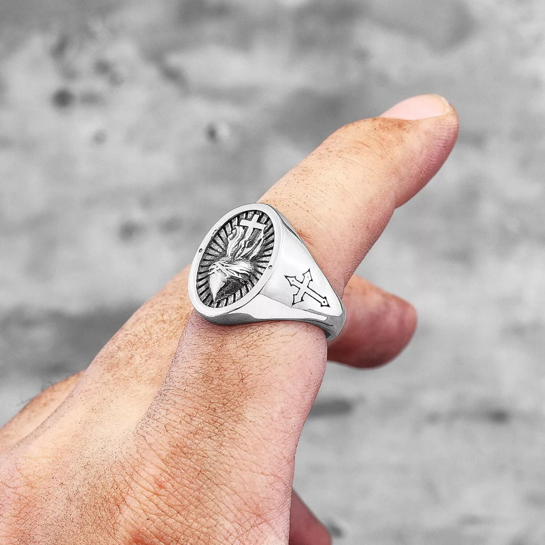 Christianartworkshop Sacred Heart Of Jesus Cross Ring - image 5