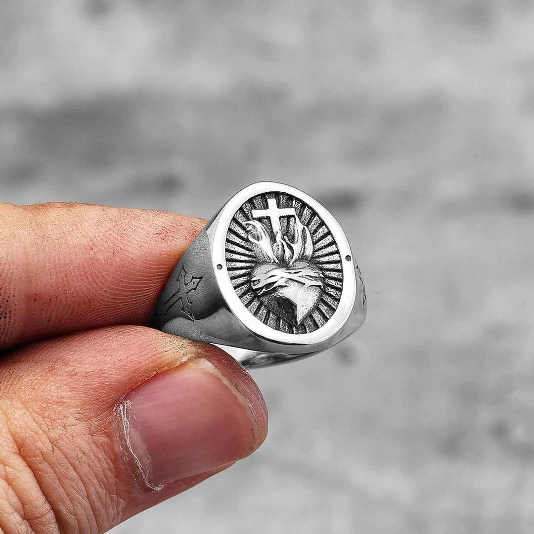 Christianartworkshop Sacred Heart Of Jesus Cross Ring - image 6