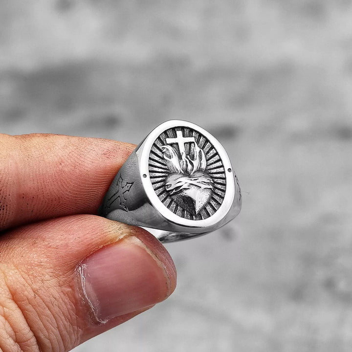 Christianartworkshop Sacred Heart Of Jesus Cross Ring - image 6