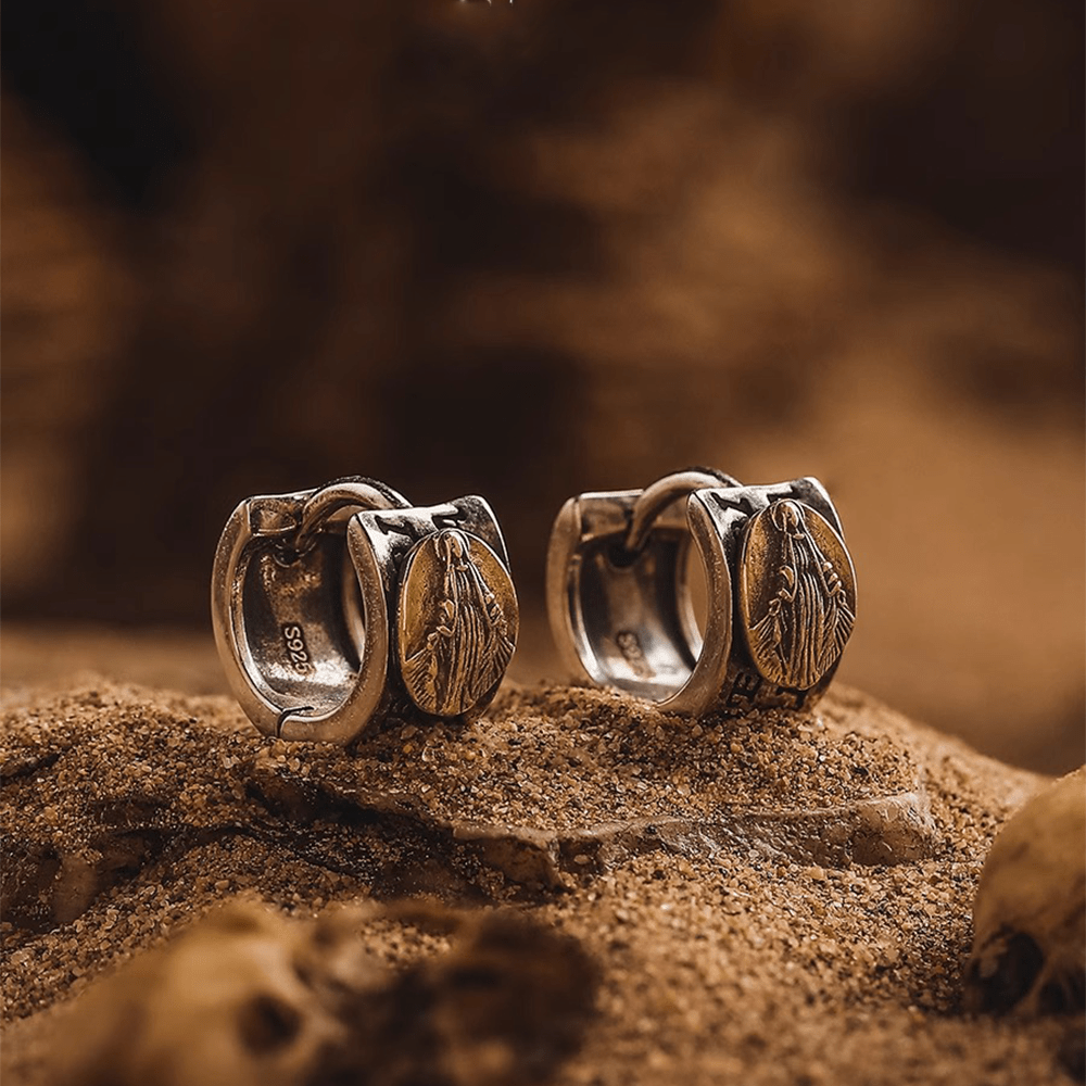 Virgin Mary Silver Earrings Religion Jewelry - Virgin Mary - image 1