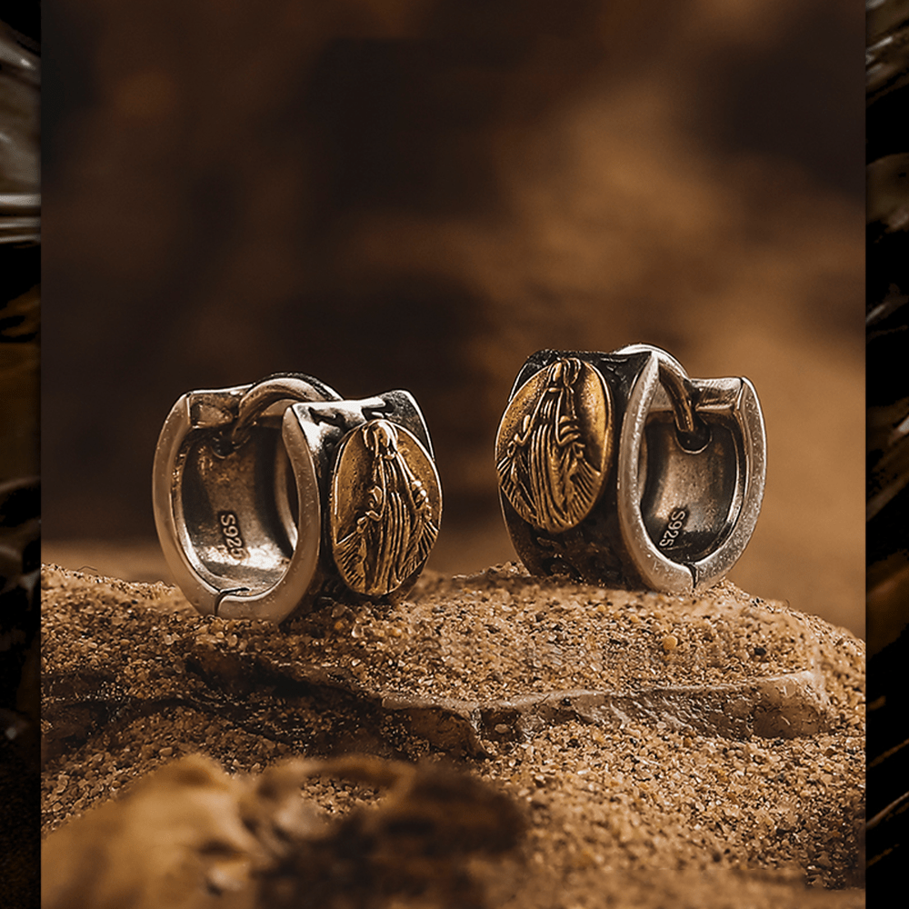 Virgin Mary Silver Earrings Religion Jewelry - image 3