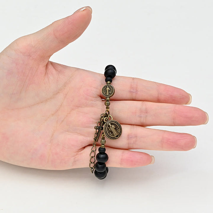 Christianartworkshop Ebony Beads St. Benedict the Blessed Protection Bracelet - image 5