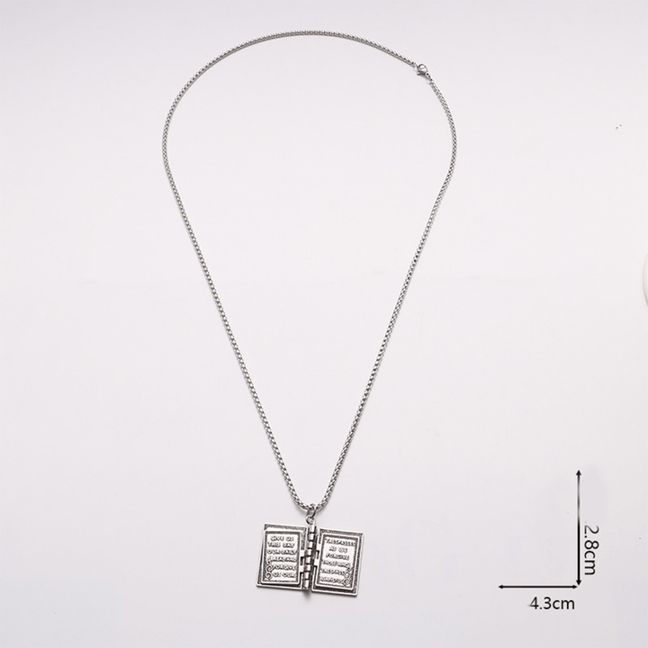 Turnable Holy Bible Pendant Christian Necklace - image 5