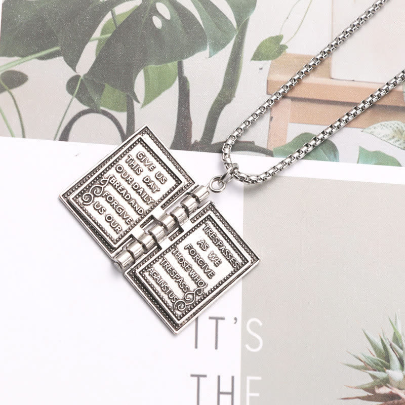 Turnable Holy Bible Pendant Christian Necklace - image 4