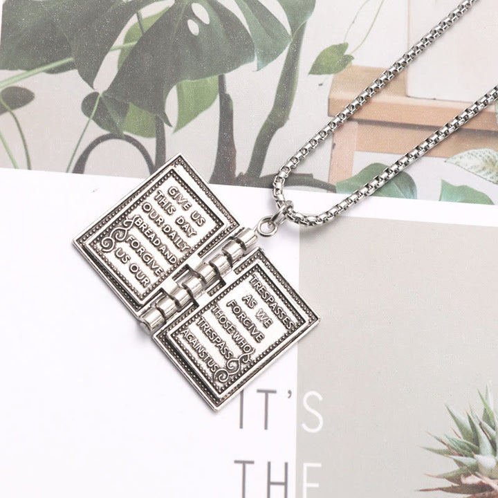 Turnable Holy Bible Pendant Christian Necklace - image 4