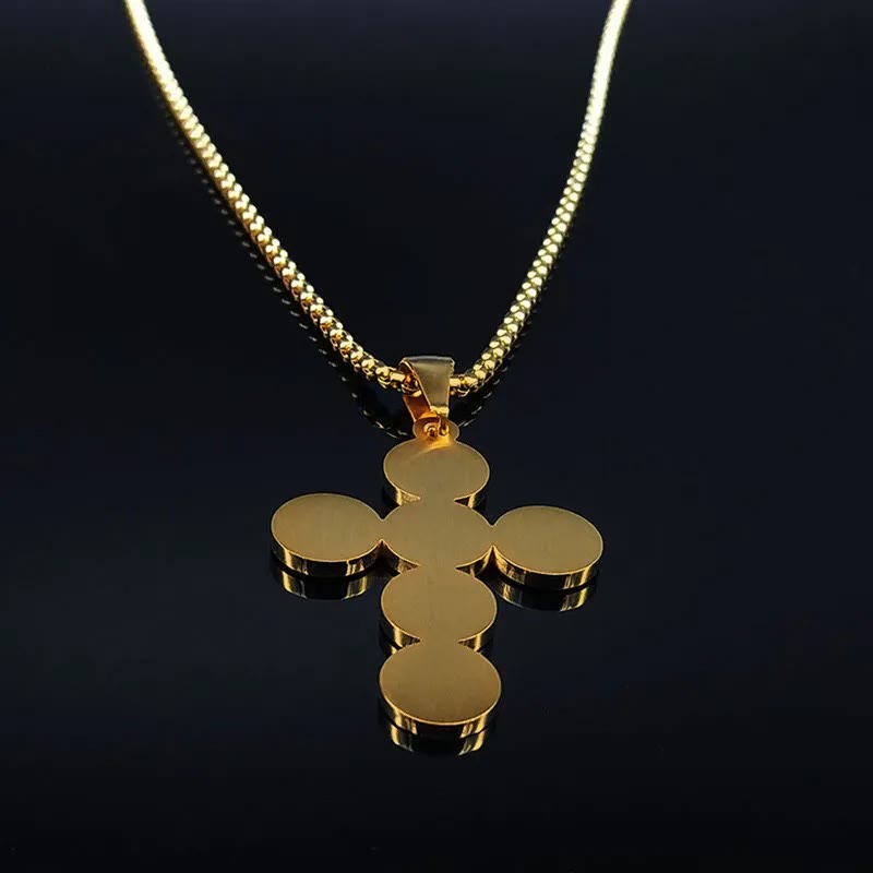 Christianartworkshop Round St. Benedict Cross Gold Pendant Necklace - image 5