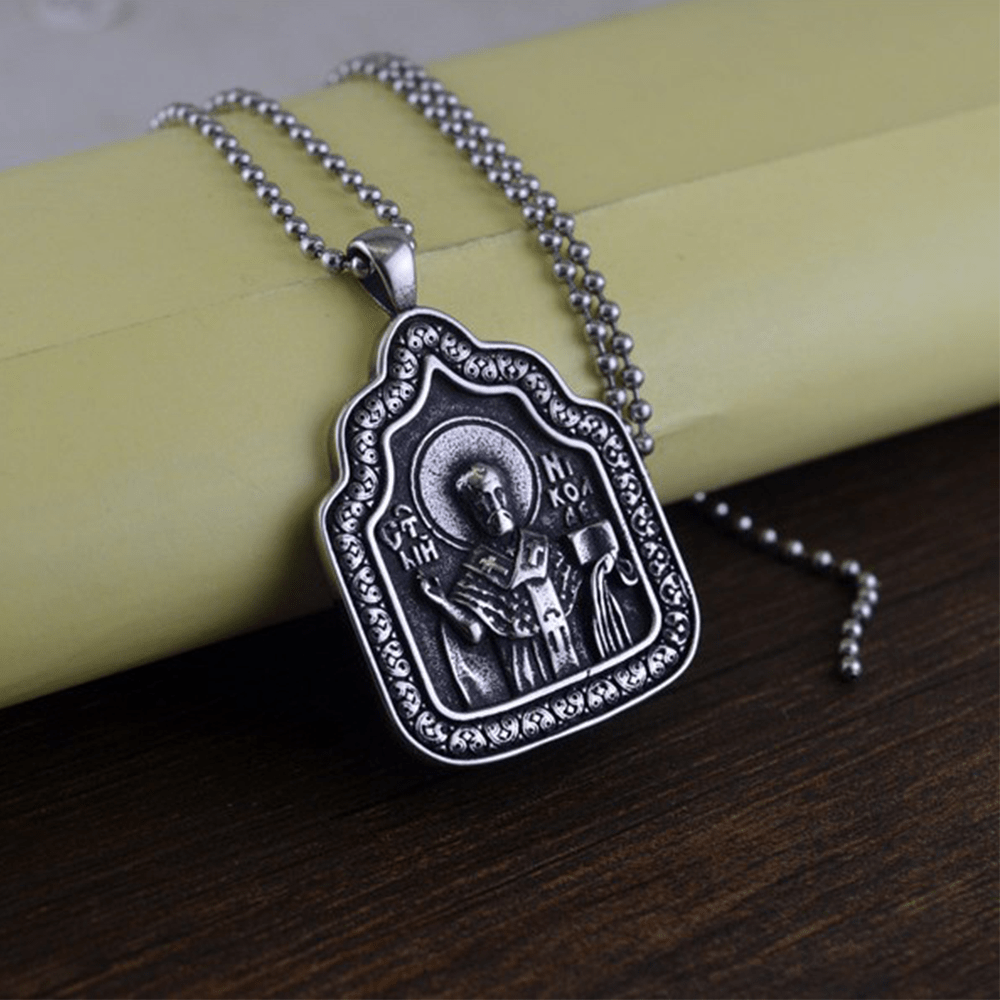 Christ Father Blessing Charm Titanium Necklace - image 3