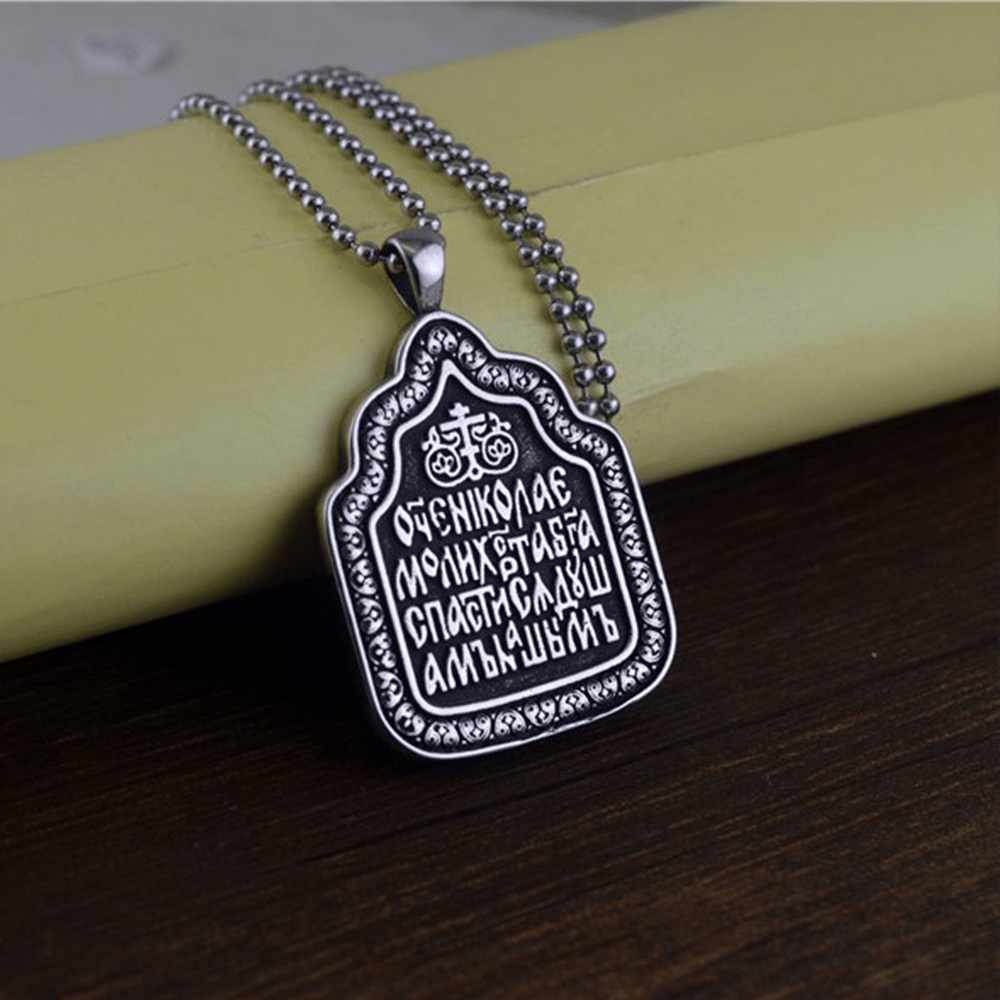 Christ Father Blessing Charm Titanium Necklace - image 4