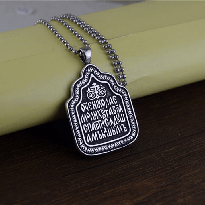 Christ Father Blessing Charm Titanium Necklace - image 4