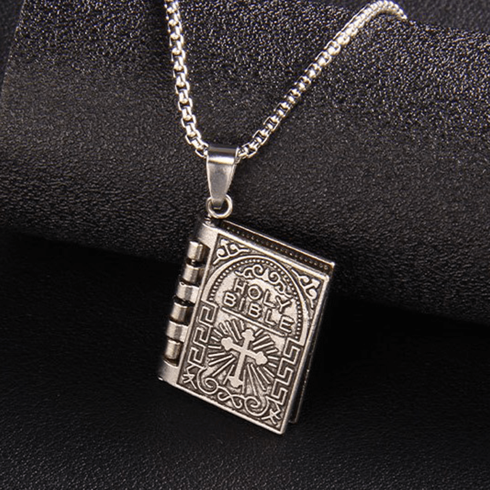 Turnable Cross Holy Bible Pendant Quality Necklace - image 11