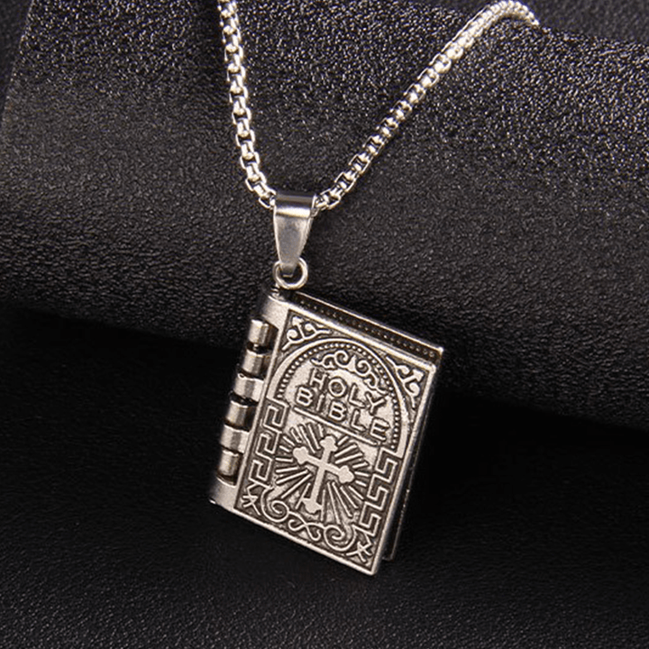 Turnable Cross Holy Bible Pendant Quality Necklace - image 11
