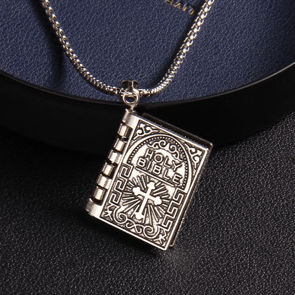 Turnable Cross Holy Bible Pendant Quality Necklace - image 10