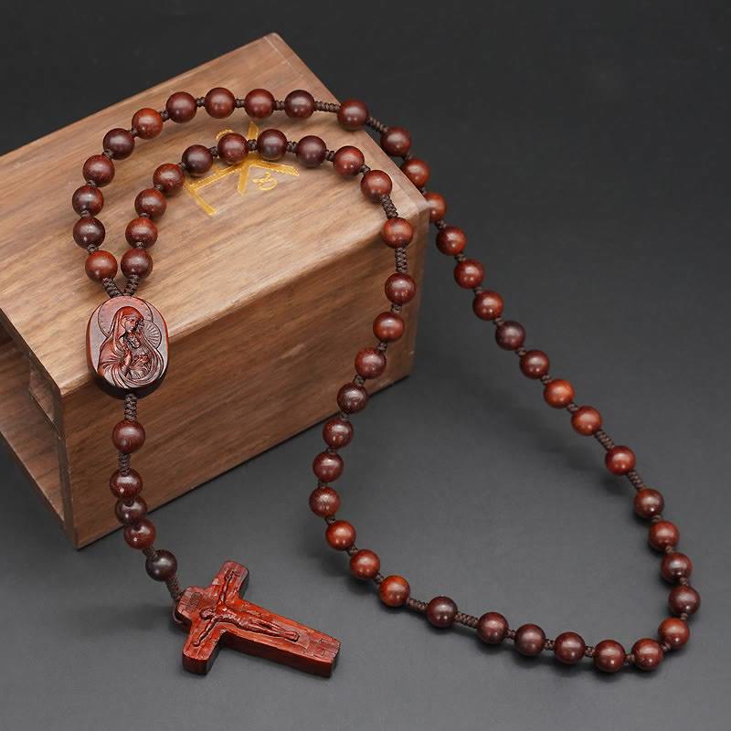 Christianartworkshop Quality Original Handmade Praying Rosary (Red Sandalwood/Ebony) - Red Sandalwood-8mm - image 1
