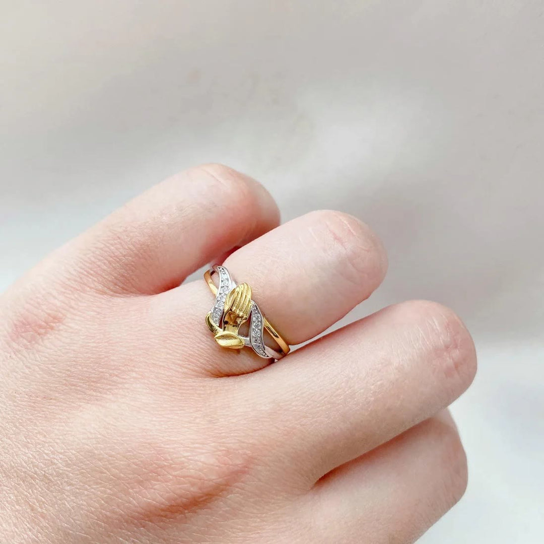 Christianartworkshop Praying Hands Gold & Silver Ring - image 7