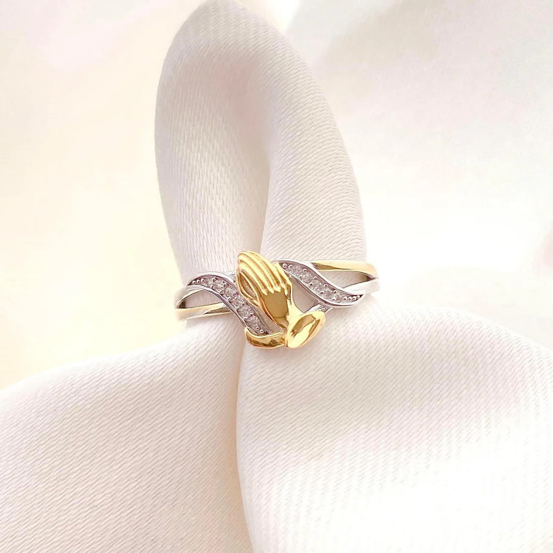 Christianartworkshop Praying Hands Gold & Silver Ring - image 6