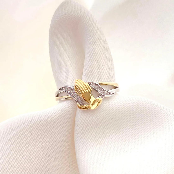 Christianartworkshop Praying Hands Gold & Silver Ring - image 6