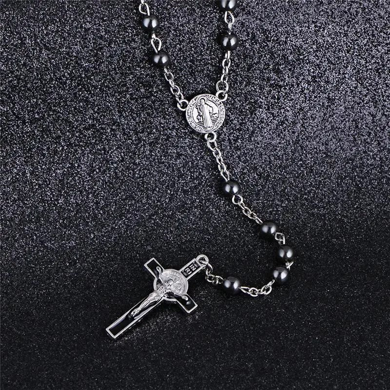 St. Benedict Medallion & Crucifix Black Gallstone Rosary - image 3