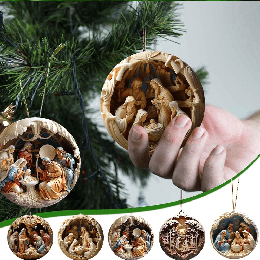 Christianartworkshop Christmas Nativity Scene Plane Ornaments: The Birth of Jesus Hanging Decoration(6 options) - image 1