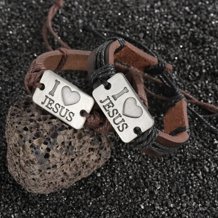 Christianartworkshop "I Love Jesus"  Jewelry Cross Adjustable Leather Bracelet - image 10