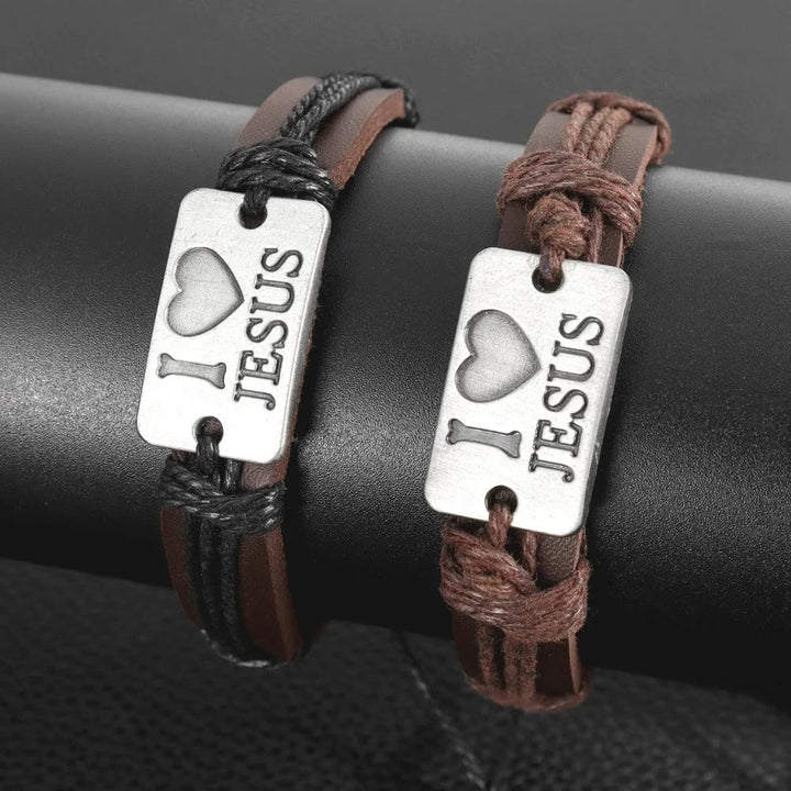 Christianartworkshop "I Love Jesus"  Jewelry Cross Adjustable Leather Bracelet - image 9