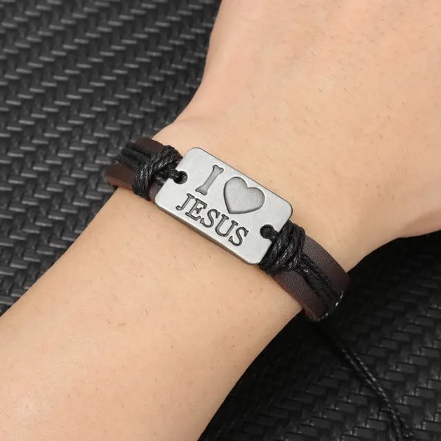 Christianartworkshop "I Love Jesus"  Jewelry Cross Adjustable Leather Bracelet - image 8
