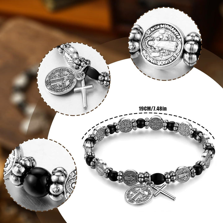 Christianartworkshop Silver St. Benedict Medal Rosary Bracelet - image 2