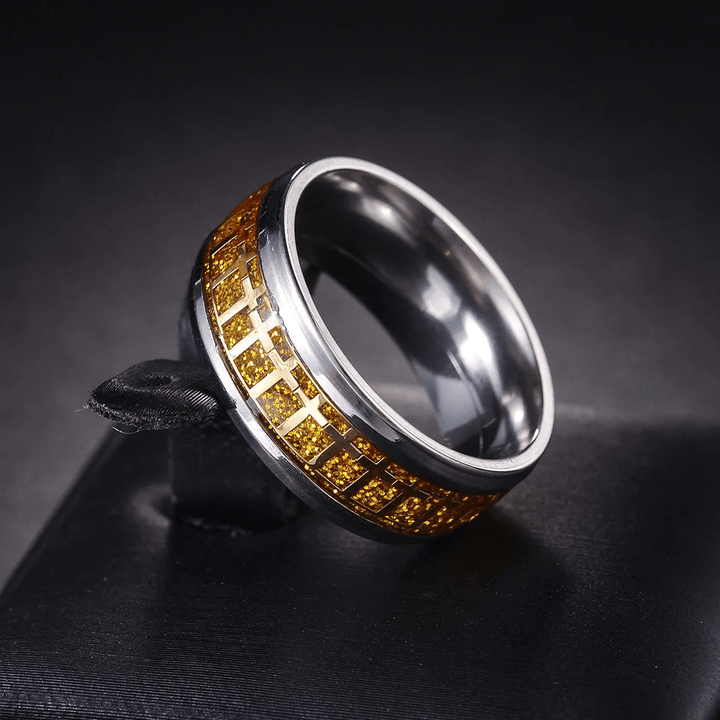 Christianartworkshop Shinny Jesus Cross Ring Religious Band Jewelry  - Golden - US13 - image 3