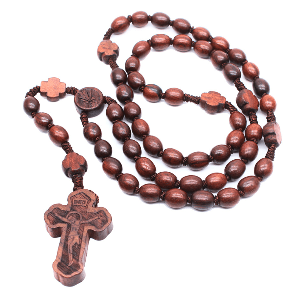 Handcrafted Christian Cross Rosewood Rosary - Rosewood Beads - image 1