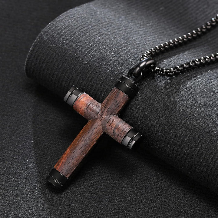 Christianartworkshop Pearwood Wooden Cross Pendant Titanium Necklace - image 7