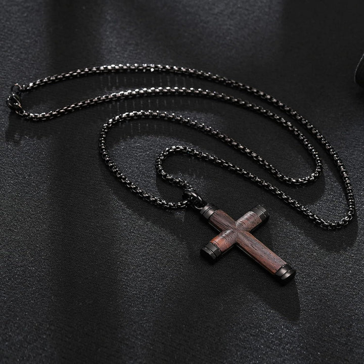 Christianartworkshop Pearwood Wooden Cross Pendant Titanium Necklace - image 6