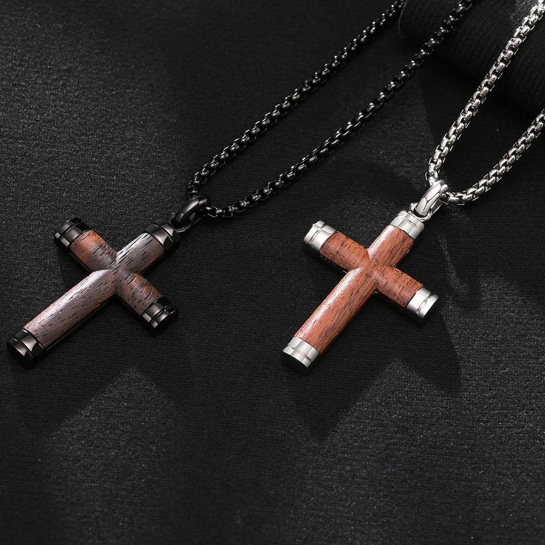 Christianartworkshop Pearwood Wooden Cross Pendant Titanium Necklace - image 12