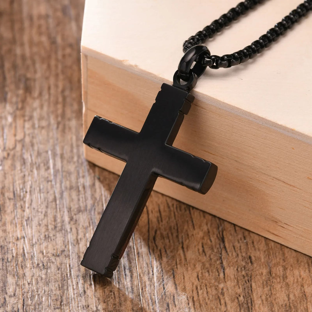 Christianartworkshop Pearwood Wooden Cross Pendant Titanium Necklace - image 4