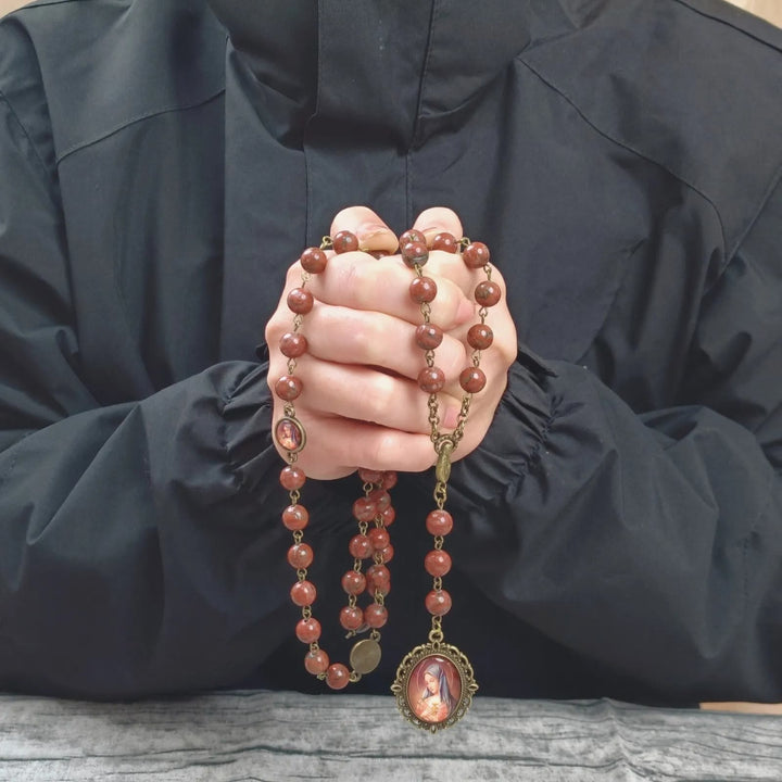 Christianartworkshop Our Lady Seven Sorrows Natural Sesame Stone Rosary - image 8