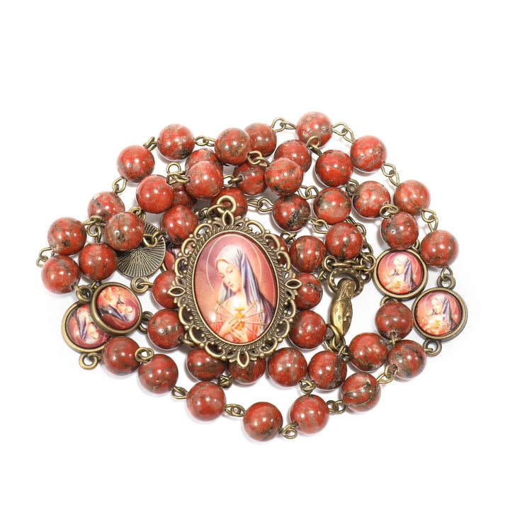 Christianartworkshop Our Lady Seven Sorrows Natural Sesame Stone Rosary - image 9