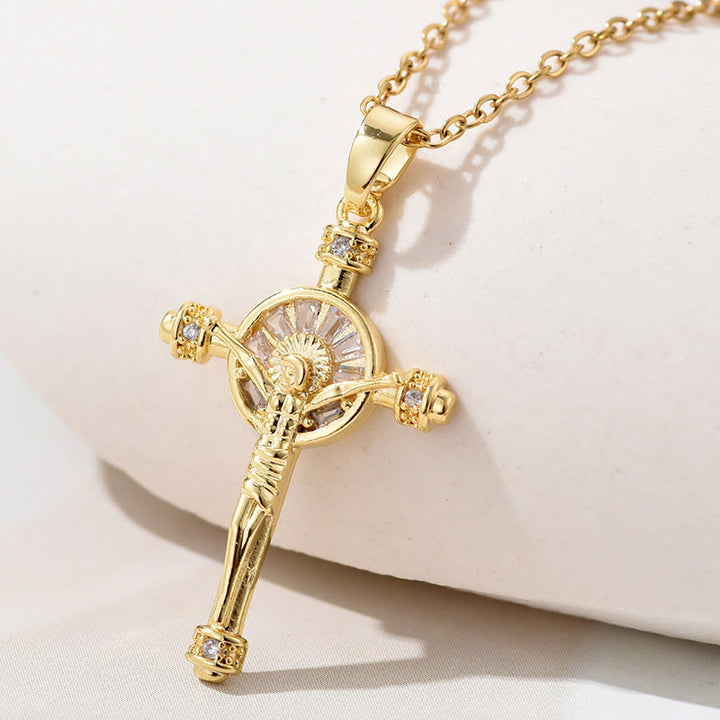 Christianartworkshop Jesus Cross Crucifix Christian Faith Necklace - Golden - image 0