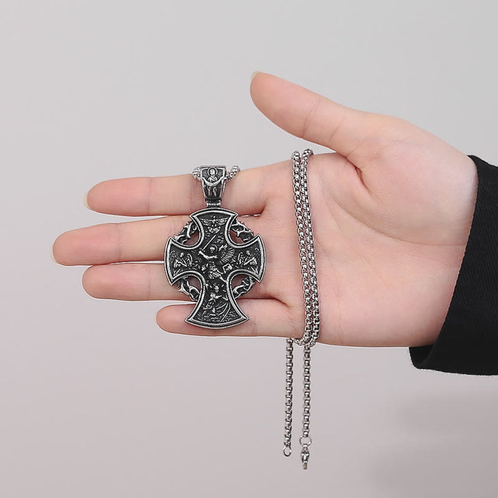 Christianartworkshop St. Benedict the Protector & St. Micheal the Archangel Necklace - image 1
