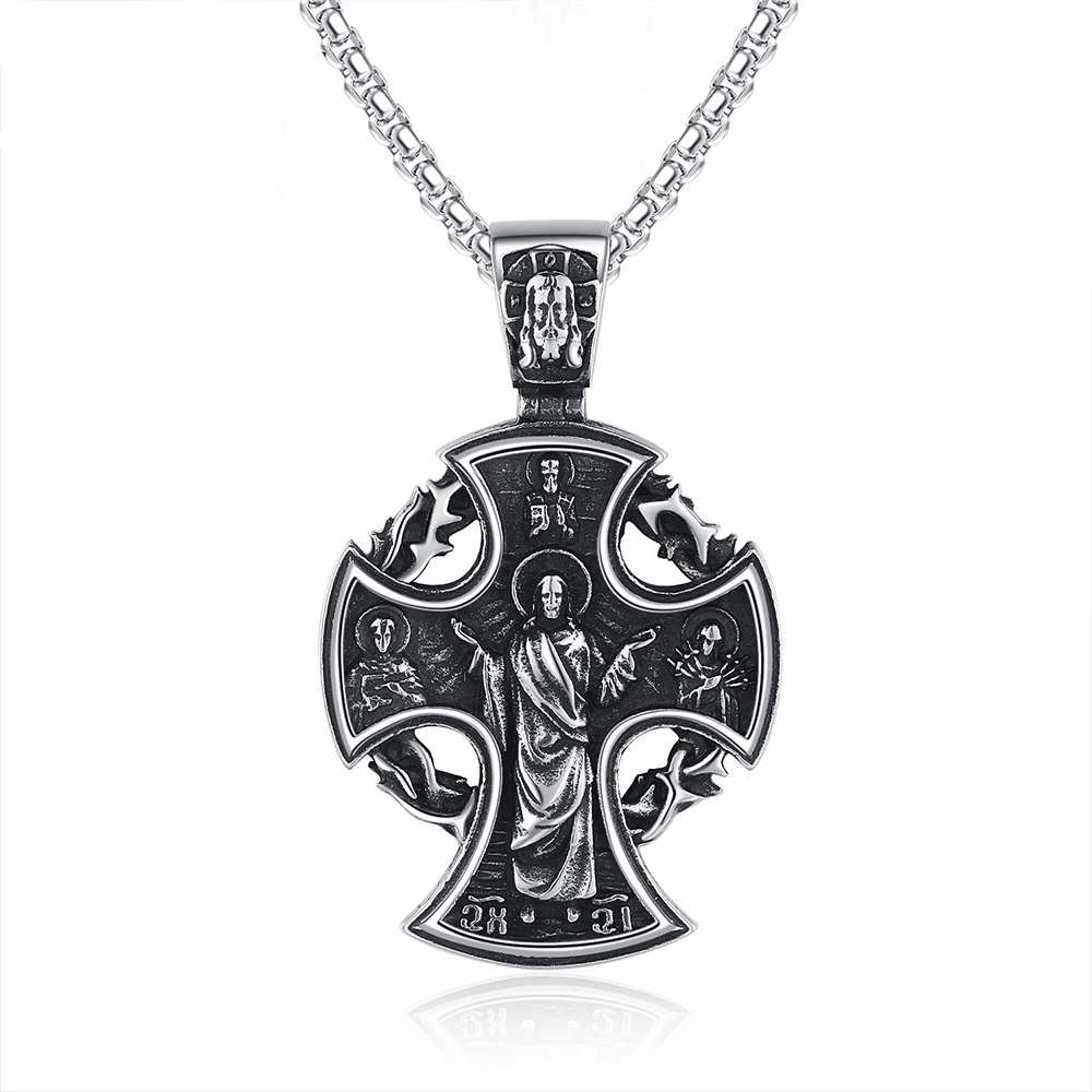 Christianartworkshop St. Benedict the Protector & St. Micheal the Archangel Necklace - Silver - image 0