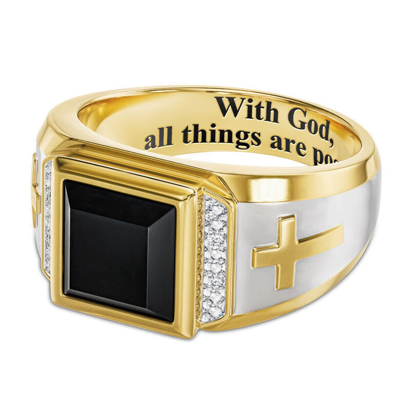 Christianartworkshop Faith Two Tone Plated Cross Ring - With God All Things Are Possible - image 5