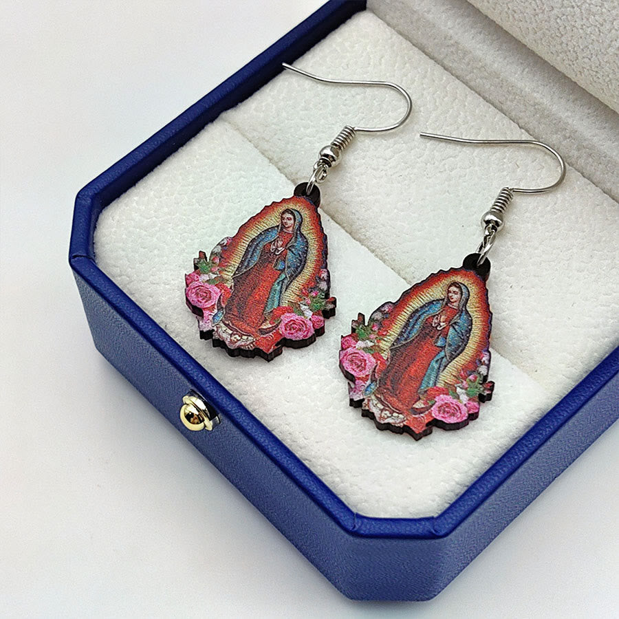 Christianartworkshop Our Lady Of Guadalupe Virgin Mary Colorful Earrings - image 5