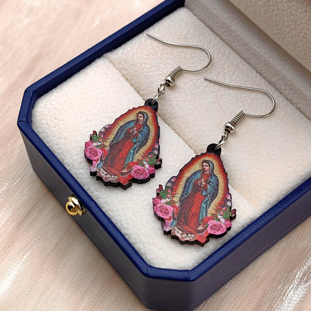 Christianartworkshop Our Lady Of Guadalupe Virgin Mary Colorful Earrings - image 1
